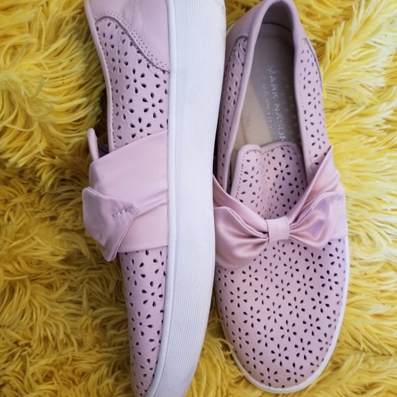 Mark Nason Pink Bow Leather Slip On Shoes - Picture 2 of 6